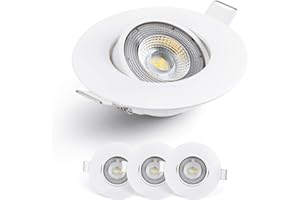 E EMOS EMOS LED Einbaustrahler 230V, 5W / 450lm, 50° schwenkbar, warmweiß 3000k | Einbaustrahler LED Spot flach 68mm Lochmaß | Set mit 3 Stück LED Spots 230V, rund (Farbe weiß)