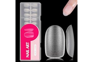 TULAMORIY 360 Piezas Uñas Postizas,Tips Uñas Cortas Transparentes,Tip Uñas Acrilicas,Uñas de Nail Tips Cobertura Total,15 tamaños,para Salón y Uso Doméstico(óvalo）