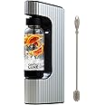 Twenty39 qarbo LUXE Premium Metal Sparkling Water Maker Machine - Soda Beverage Carbonator for Home, Seltzer & Carbonated Beverage Dispenser, Water Carbonation Fizz Maker (Amalfi Silver))
