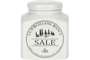 LA PORCELLANA BIANCA PB La Porcellana Bianca, Barattolo per Sale da Cucina in Porcellana Decorata, Linea Conserva, Capienza 500ml