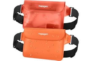 Spigen wasserdichte Tasche [Aqua Shiela] [2 Stuck] Waterproof Bag Sauchtasche IPX8 kompatibel mit iPhone 16/15/14/13 Serien, Galaxy S25/S24/S23 und Allen Smartphones - Sunset Orange