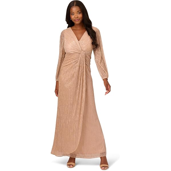 adrianna papell nailhead crinkle midi dress Adrianna Papell | Dresses | Adrianna Papell Nailhead Metallic Crinkle Pliss Midi  Dress