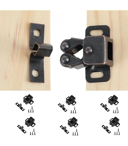 QUARKZMAN 4 Ensemble Double Rouleau Loquet Armoire Loquet Matériel Raccord Pour Armoire Placard Placard Meubles Porte, Rétro Cuivre