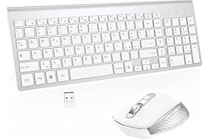GALENMORO Tastiera e Mouse Wireless - Italiana QWERTY USB Ergonomica Compatta Full-Size con Number Pad Tastiera Wireless Silenzioso Mouse per Windows PC/Laptop/Surface - bianco