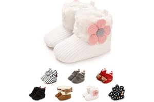 Aisprts Baby Booties, Baby Boys Girls Soft Bottom Non-slip Booties Cozy Fleece Winter Thermal Newborn Infant First Walking Shoes Unisex Baby Shoes 0-18 Months