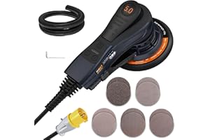 MAXXT 150mm 110V UK Plug Orbital Sander | 350W Brushless Motor, 6-Speed (4000-10000 RPM), Waterproof Design for Woodworking & Outdoor Use | Low Vibration & Dust Extraction