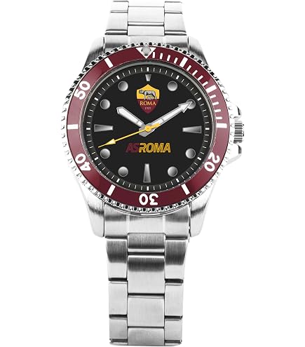 Orologio Da Polso AS Roma Unisex - Cinturino In Gomma Bordeaux, Orologio Sportivo Per Tifosi