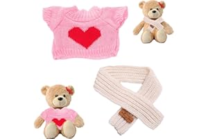 XNBTFK Build a Bear Clothes with Scarf, Teddy Bear Outfit for 20cm Plush Bears, Adorable Watermelon Red Heart Design, Perfect for Kids, Couples & Collectors