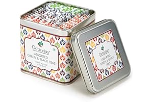 Octavius | Assorted Tea Bag Sampler Gift Set - 6 Tea Flavors | 25 Counts - Black & Green Tea | Tea Sampler Pack | Tea Set Gift | Pack of 1