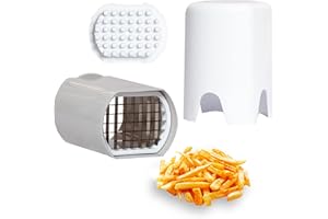 BRICORECHE Cortador de Patatas Fritas Manual, Foto con explicacion y Medida exacta para su Correcto Funcionamiento, Libre BPA y Acero Inoxidable
