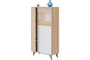 Miroytengo Mueble Vitrina Comedor Salón Kikua Plus Nórdico Color Roble y Blanco 77x142 cm