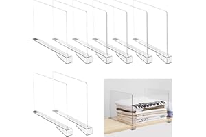 Zroden 8 Pezzi Separatori Armadio Interno, Trasparente Divisorio per Ripiani Acrilico, 30x20cm Multifunzione Divisori per Armadio Interno, per Stoccaggio e Organizzazione
