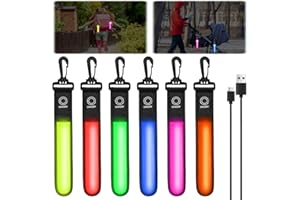 GAOUTO Lot de 6 cartables à LED clignotantes, 3 modes Rechargeable par USB, Pendentif réfléchissant, Lumière de sécurité clignotante - Pour cartable, sac à dos, jogging