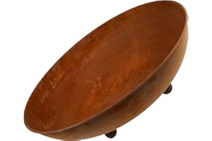 Rostikal Bol de plante 53 cm Décoration de jardin en métal rouille décoratif sur pieds en forme de boule pour patio, balcon et jardin