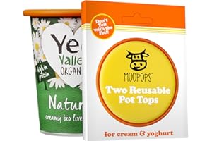 MOOPOPS - Pot Tops. 2 Reusable Silicone Tops specifically Designed to fit Standard Yoghurt and Cream pots. (Bright)
