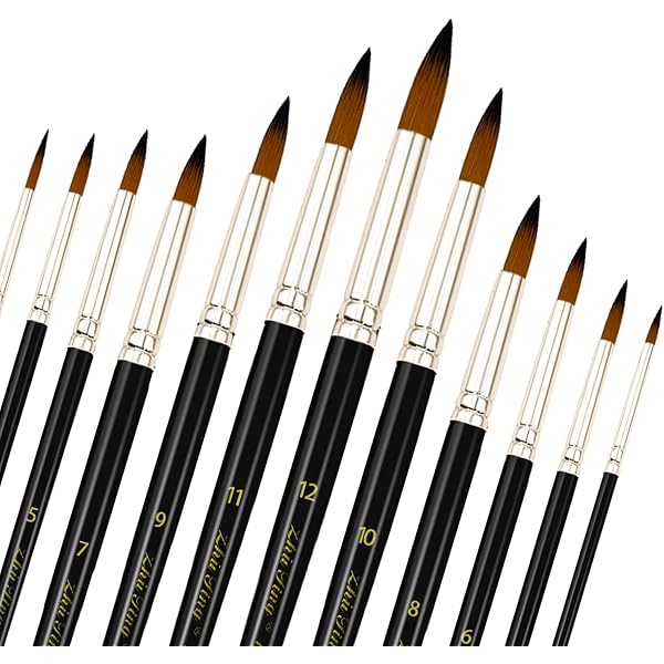 Acrylpinsel Set Mit 10 Verschiedenen Pinseln | Für Aquarell, Öl, Gouache | Ideal Für Anfänger & Künstler