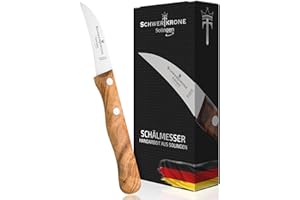 Schwertkrone Couteau à Fruits et Légumes 15,5 cm, Bec d'Oiseau, Manche en Bois d'Olive, Lame en Acier Inoxydable de Solingen