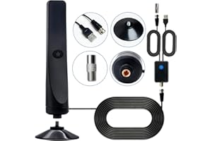 HUGWAIT Rewave TV Antenne Signalverstärker Signal Booster, HDTV TV-Antenne mit Verstärker, 4K 1080P DVB-T2 Zimmerantenne für TVs und ältere Fernseher, 80 km Reichweite, 300cm Koaxialkabel