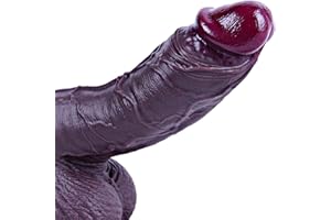 UMANIA Dildo realista gigante curvado de 25,5 cm, gran dildo de silicona, dildoanal XL grueso, dildoancho punto G, gran dildonegro con ventosa potente, juguete para hombres y mujeres