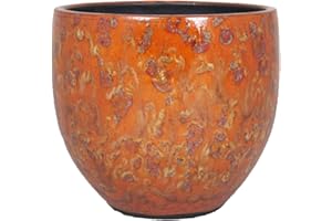 innaGLAS Jardinière en céramique, moucheté, Orange-Jaune, 20 cm, Ø 20 cm - Cache-Pot