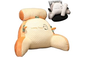 YCYATS Mivoza Rückenkissen, Abnehmbare Flauschige Rückenlehne mit Armstütze, Bett-Lesekeilkissen für Boden/Tagesbett/Stuhl für Mehr Unterstützung von Kopf und Nacken (Groß, Orange)