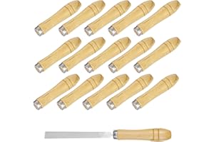 shuny 15 x Wooden File Handles, Wooden File Handles with Strong Metal Clamps, Length 90 mm, Suitable for 4 to 6 Inch Files of Different Shapes
