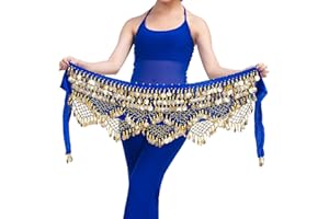 Baisdan Cintura di Danza del Ventre da Donna, Gonna da Danza del Ventre Avvolgente con Monete d'oro, Halloween, Carnevale, Spettacoli