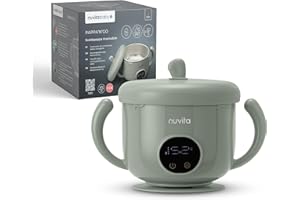 Nuvita 1980 Pappa'n'Go - Calentador portátil de alimentos para bebé, recargable, resistente al agua, con control inteligente de temperatura, interior de acero inoxidable y base antideslizante