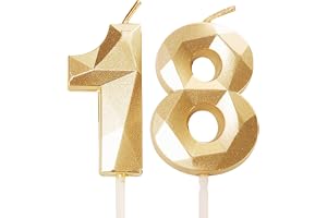 Födelsedagstårta Ljus, Nummer Ljus i Guld, Tårtdekoration för Barn, Pojkar, Bröllop, Företag och Årsdag (Guld, 18)