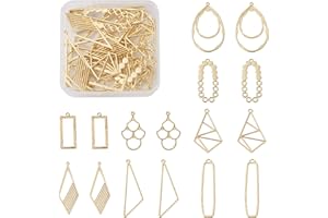 PH PANDAHALL Pandahall 32 pièces alliage ouvert dosseret Charms larme ovale losange géométrique cadre creux pendentif flan Charms résine moule bricolage résine bijoux artisanat