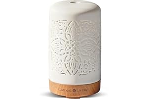 Earnest Living Dyfuzor olejków eterycznych do domu, biały ceramiczny dyfuzor do aromaterapii, 100 ml, timery, lampki nocne i funkcja automatycznego wyłączania, olejki eteryczne do nawilżacza,