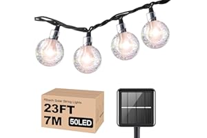 Ribech Luci Solari Esterno, Catena Luminosa Esterno Impermeabili per Patio, Luci Decorative di Natale, per Casa Feste, Giardino, Matrimoni (7 m, 50 LED)