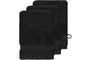 SENSEI LA MAISON DU COTON Sensei Maison - Lot de 3 Gants de Toilette 550 g/m² Luxury - 16x22 cm - Noir