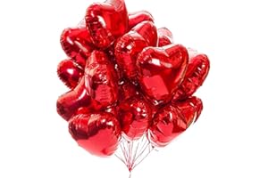 NEWUPZSI Ballon Coeur Rouge 20 pièces baudruche en Forme de Coeur 18 Pouces Ballons de Fleuret, Ballon Helium Coeur pour la fête, Anniversaire, Saint Valentin, Mariage