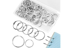GUDQVOZIHG Caja de 60 anillos de encuadernación de 25 mm a 35 mm para encuadernar, anillos de conexión para hojas a granel, anillos de metal, titulares de notas para álbumes de recortes