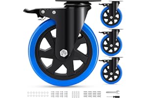 Humagineer 150mm Rotelle per Mobili Pesanti con Doppio Freno, Ruote Girevoli per Carichi Pesanti Portata 1200KG, Rotelle in Poliuretano Silenziose e Resistenti, Ruote per Carrelli, Set di 4 Pezzi