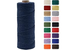 MOMAHUA 3MM Macrame Cord Rope,Navy Blue Natural Cotton Macrame Cord,100 Meters Twine Rope Craft String Without Chemicals for DIY Crafts,Gift Wrapping,Christmas Wedding Decors