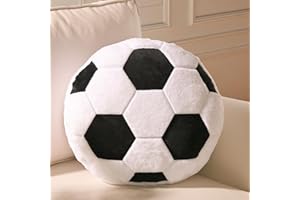 Yhoelata Pluszowa poduszka do siedzenia w piłce nożnej, puszysta piłka nożna jako miękka piłka sportowa, kreatywna dekoracja pokoju dziecięcego, prezent dla chłopców, 45 x 45 cm