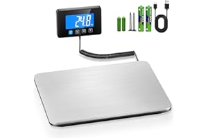 RAOYAN Digitale Paketwaage 200kg/10g Genauigkeit, Plattformwaage & Postwaage mit LCD, TARA/HOLD, USB-C & Batterien, Digitalwaage für Lager, Büro, Zuhause, Briefwaage für kleine Unternehmen