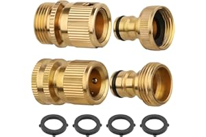 CoKeeSun 2 Adattatore per Rubinetto in ottone, Adattatore per Tubo 3/4 pollici, Connettori Universali per Rubinetto Filettatura Esterna con Anelli O, Attacco Rapido per Cucina, Giardino