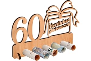 MAJOME 60. Geburtstag Geldgeschenk Holz, Geldgeschenke Verpackung, Kreatives Geldgeschenke zum Jubiläum, Geschenke zum 60 Geburtstag Frauen, männer Geschenk Freunde Familie