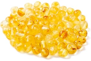 ZHAOXIA Baltic Amber Loose Bead with drilled Hole(3 Grams) - Polished Lemon(6-8 mm)