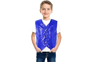 ORBGONS Kinder Pailletten Weste ärmellos V-Ausschnitt, Glitzer Weste Jacke Festlich Party Tanzbekleidung Bühnenauftritt Hip Hop Jazz Street Dance Kleidung Tanzkostüm Performance-Kostüm