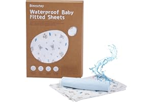 ‎BIMOCOSY Bimocosy Spannbettlaken 70x140 Wasserdicht Matratzenschoner mit Spucktücher für Kinderbett Babybett aus 100% Baumwolljersey Öko-Tex, 4 Stück, Blau, Bär