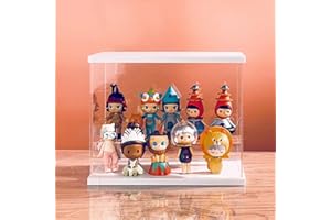Nynelly 2 Niveaux Vitrine Acrylique Transparent Assembler Comptoir Boîte Rangement Organisateur De Vitrine Antipoussière Pour Action Pop Figures Jouets De Collection, Blanc,10.2" Lx4.7 Wx7.67 H
