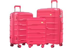 MGOB Juego Maleta Cabina Grandes Set de 3 Maletas Rígida de Policarbonato(PC) con Spinner Cerradura de combinación TSA (55CM, 66CM, 78CM)