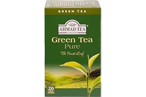 ‎AHMAD TEA Ahmad Tea - Green Tea - Grüner Tee - Einzeln Verpackte, Aromaversiegelte Teebeutel mit 2g Tee pro Portion - 20 Teebeutel mit Band