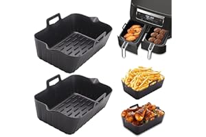 Alyvisun Moule Air Fryer, 2 Pièces Accessoire Air Fryer, Moule Silicone Air Fryer Réutilisable, Airfryer Pot Carrée pour Air 