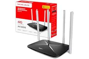 Mercusys MB135-4G | 4G SIM, LTE CAT4, Wi-Fi AC1200 Dual Band (5GHz/2.4GHz) + 4 Powerful Antennas, Maximum for 64 Devices, Compatible with All Carriers