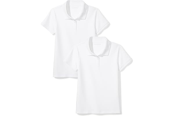 Amazon Essentials flickor uniform kortärmad interlock pikétröja, paket med 2